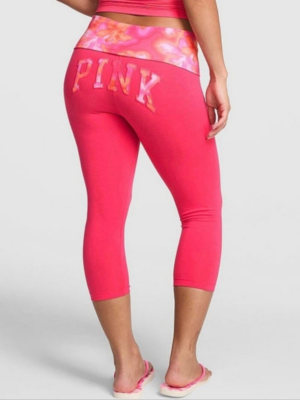 Victoria's Secret Candy PINK Heatwave Floral Foldover Capri Legging New Medium